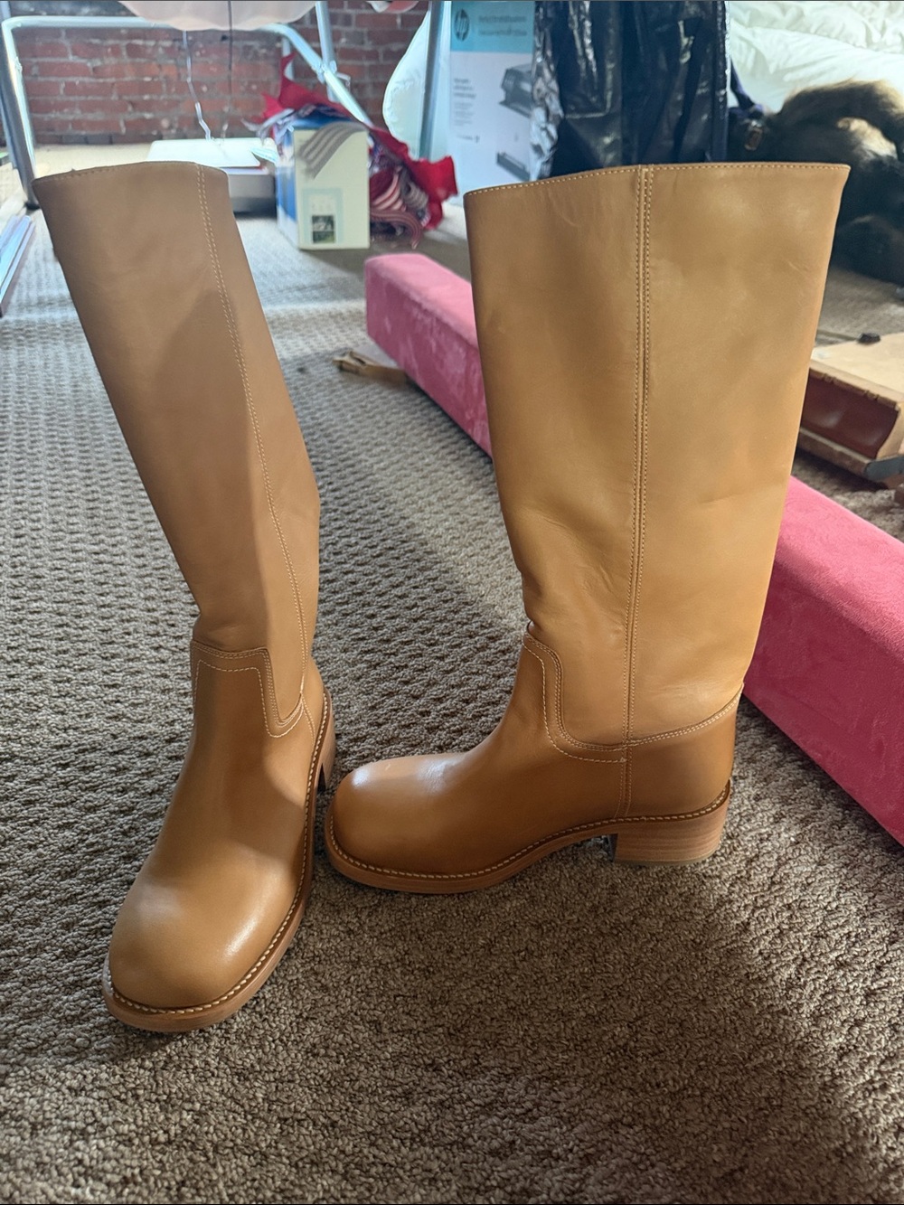 Steve Madden Riggs Banana Tall Leather Boots in Tan never word but no tags - Picture 2 of 6